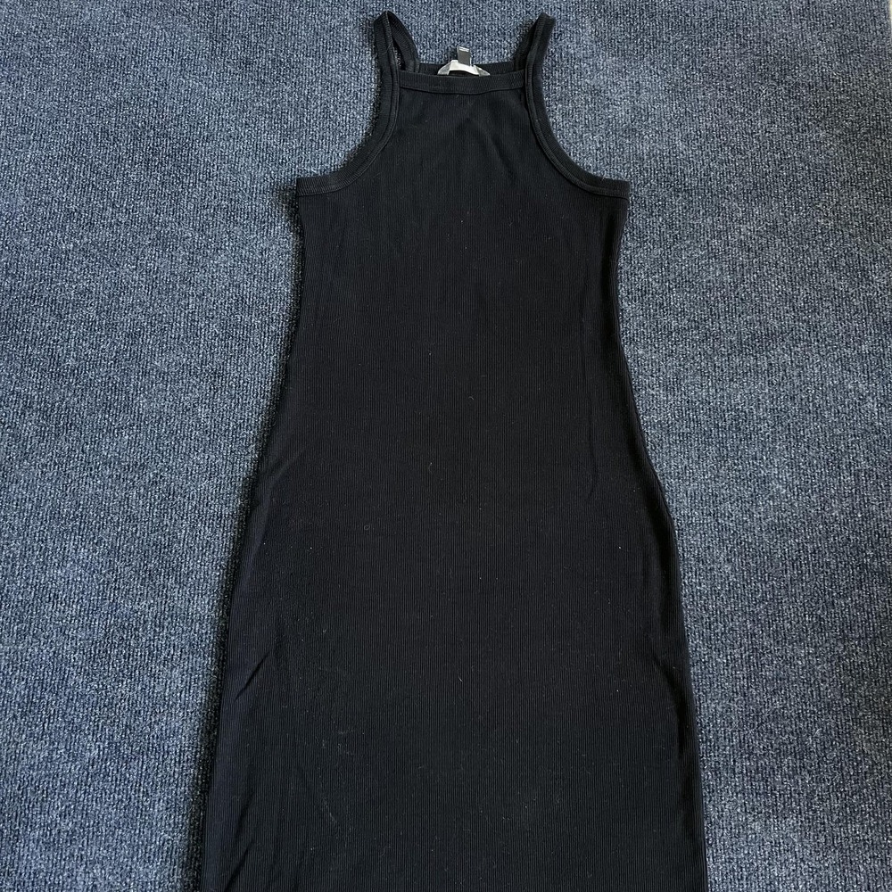 Billabong Dress Womens Medium Black Ribbed Knit High Neck Tank Bodycon Midi